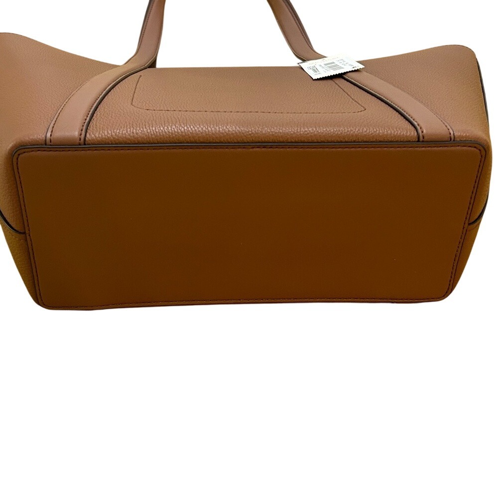 Michael Kors Tote Bag Brown Leather Gold MK Logo Reversible - Picture 5 of 6